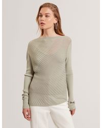 Ted Baker - Ceyloaa Sheer Detail Knit Long Sleeve Top - Lyst