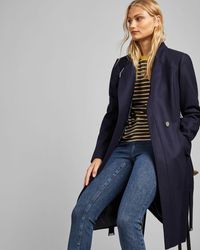 Ted Baker Langer Wickelmantel Mit Gürtel - Blau