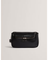 Ted Baker - Baxley Bark Texture Leather Zip-Top Washbag - Lyst