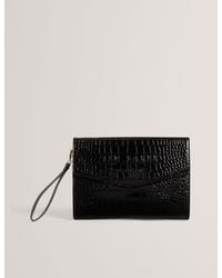 Ted Baker - Crocey Patent Croc Effect Envelope Clutch Bag - Lyst