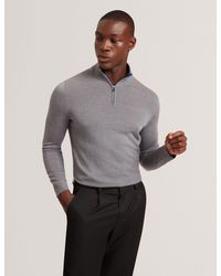 Ted Baker - Clouden Merino Wool Knit Zip Neck Jumper - Lyst