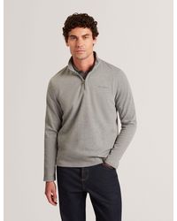 Ted Baker - Crabtre Stretch Cotton Zip Neck Sweatshirt - Lyst