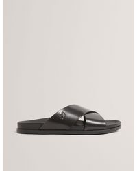 Ted Baker - Terriy Leather Cross Strap Footbed Sandals - Lyst