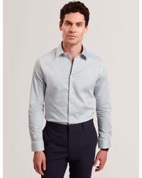Ted Baker - Olweno Micro Geo Print Long Sleeve Slim Shirt - Lyst