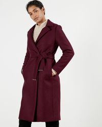 Ted Baker Abrigo Cruzado Con Botón Y Cinturón - Rojo