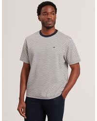 Ted Baker - Vexrin Textural Stripe Crew Neck Cotton T-Shirt - Lyst