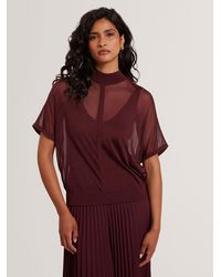 Ted Baker - Ibissa Sheer Panel Knit Short Sleeve Top - Lyst