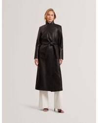 Ted Baker - Rosello Leather Belted Longline Wrap Coat - Lyst