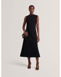 Ted Baker - Dahrcy Pleat Detail Sleeveless Column Midi Dress - Lyst
