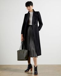 Ted Baker Abrigo Largo Lana Con Cinturón - Negro