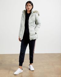Ted Baker Plumífero Corto Capucha Extraíble - Gris