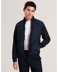Ted Baker - Durano Quilted Front Zip-Through Knit Jacket - Lyst