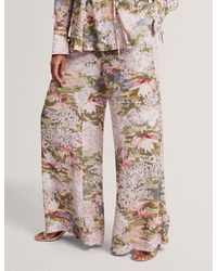 Ted Baker - Spiree Lilypad Print Pull-On Wide Leg Trousers - Lyst
