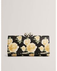Ted Baker - Albaz Rose Print Bobble Clasp Leather Bifold Purse - Lyst