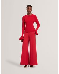 Ted Baker - Dark Flared Wide Leg Tailored Trousers - Lyst