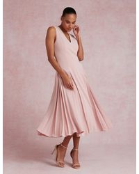 Ted Baker - Carneli Sleeveless Inverted Pleat Midi Dress - Lyst