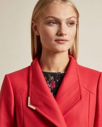 Ted Baker Long Belted Wrap Coat - Red