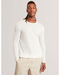 Ted Baker - Yaen Rolled Edge Linen Blend Crew Neck Jumper - Lyst