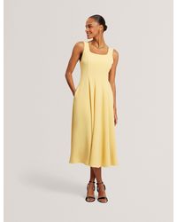 Ted Baker - Arlott Panelled Scoop Neck Sleeveless Midi Dress - Lyst