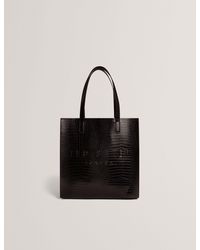 Ted Baker - Large Croc Texture Icon Tote Bag Faux Leather Handbag For 34.5Cm X 34.5Cm X 11.5Cm - Lyst