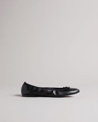 Ted Baker Leather Bow Ballet Pump Shoe - Black
