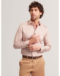 Ted Baker - Grelish Slim Fit Tonal Geo Stretch Cotton Shirt - Lyst