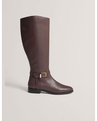 Ted Baker - Clorett Belted Detail Flat Leather Riding Boots - Lyst