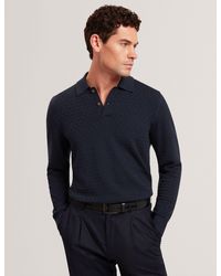 Ted Baker - Gaten Branded Texture Knit Long Sleeve Polo - Lyst
