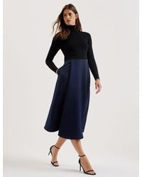 Ted Baker - Long Sleeve Knit Midi Dress With Wrap Skirt A Line, Casual Party Cocktail Maxi Party Wear - Lyst