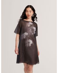 Ted Baker - Fallyn Floral Graphic Organza Mini T-Shirt Dress - Lyst