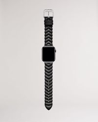 Ted Baker Chevron Leather Smartwatch Band Compatible With Apple Watch Strap 42mm, 44mm - Black