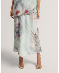 Ted Baker - Artica Lily Print Crinkled Bias Midi Skirt - Lyst