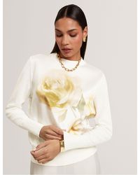 Ted Baker - Rosinn Rose Print Woven Front Jumper - Lyst