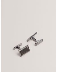 Ted Baker - Kristol Crystal Detail Brushed Metal Cufflinks - Lyst