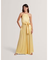 Ted Baker - Innzia Halterneck Belted Wide Leg Jumpsuit - Lyst