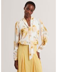 Ted Baker - Randia Rose Print Pussybow Blouse - Lyst