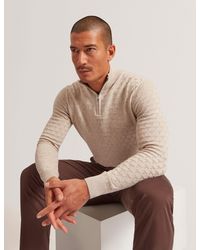 Ted Baker - Jeremee Branded Texture Zip Neck Jumper - Lyst