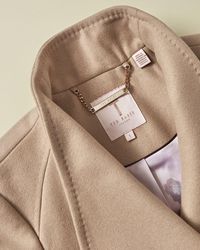 Ted Baker Rose Wrap Wool-blend Coat - Natural