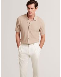 Ted Baker - Connyr Textured Knit Button-Through Polo Shirt - Lyst