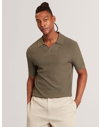 Ted Baker - Aindrea Stitched Rib Open Neck Polo Shirt - Lyst