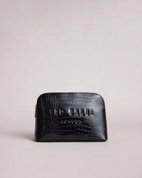 Ted Baker Croc Detail Debossed Makeup Bag - Black