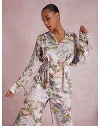 Ted Baker - Wiinni Lilypad Print Tie Detail Long Sleeve Blouse - Lyst