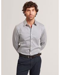 Ted Baker - Grelish Slim Fit Tonal Geo Stretch Cotton Shirt - Lyst