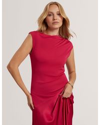 Ted Baker - Jaspara Asymmetric Satin Panel Midi Dress - Lyst