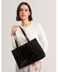 Ted Baker - Welona Patent Croc Effect Elongated Icon Tote Bag - Lyst