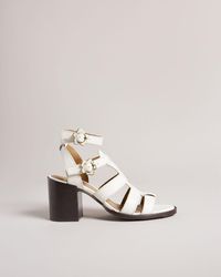 Ted Baker Strappy Block Heeled Leather Sandals - White