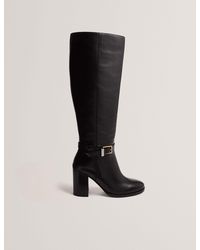 Ted Baker - Cloella Belt Detail Knee High Heeled Leather Boots - Lyst