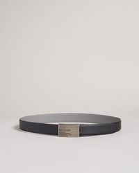 Ted Baker Reversible Plate Leather Belt - Black