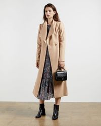 Ted Baker Abrigo Largo Lana Con Cinturón - Neutro