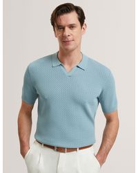 Ted Baker - Luthen Zig Zag Knit Open Neck Polo - Lyst